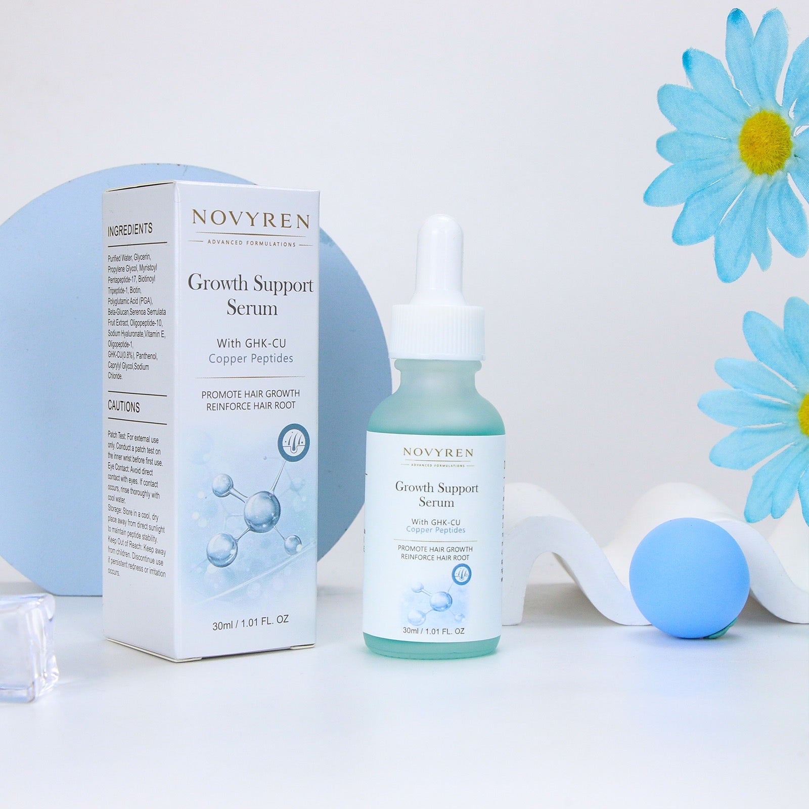Novyren Hair Growth Support Serum with GHK-CU Copper Peptides
