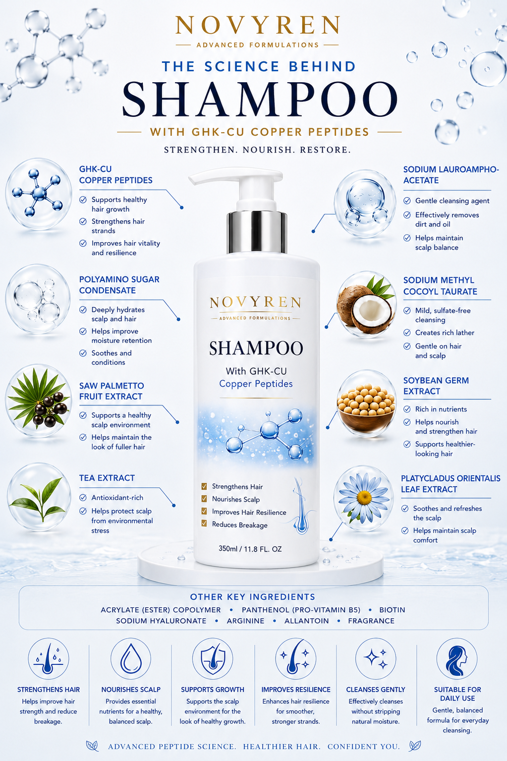 Novyren GHK-CU Copper Peptide Shampoo